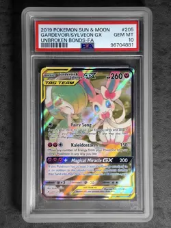 2019 POKEMON SUN & MOON UNBROKEN BONDS TAG TEAM GARDEVOIR & SYLVEON GX PSA 10 ! - Image 1