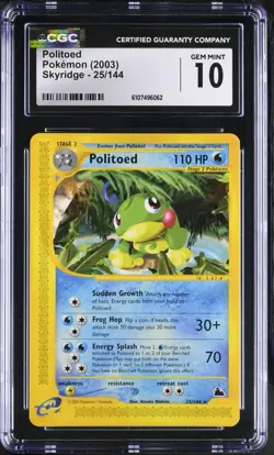 Pokemon English Politoed 25/144 2003 Skyridge Rare CGC 10 not PSA - Image 1