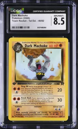 Pokemon Dark Machoke 40/82 2000 Team Rocket - 1st Edition CGC 8.5 not PSA - Image 1