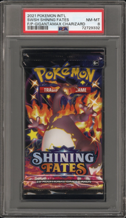 PSA 8 2021 POKEMON SWORD & SHIELD SHINING FATES FOIL PACK Charizard booter pack - Image 1