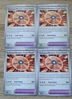 x4 Pokemon Technical Machine: Crisis Punch 090/091 Paldean Fates NM Pack Fresh - Image 1