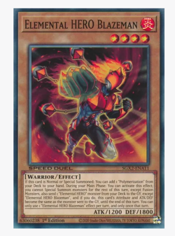x3 Elemental HERO Blazeman SGX2-ENA11 Common YuGiOh - Image 1