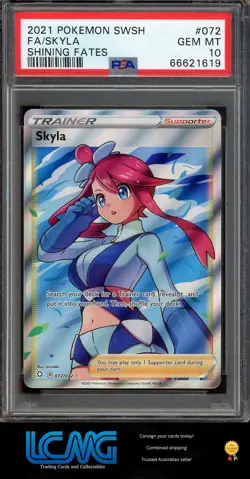 Pokemon TCG Card PSA 10 Shining Fates #072/072 Skyla (Full Art) Holo - Image 1