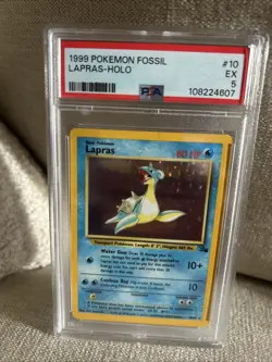 Pokemon TCG Lapras Fossil Holo Rare Card 10/62 - Image 1