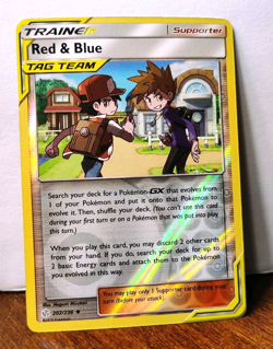 POKEMON RED & BLUE 202/236 REVERSE HOLO COSMIC ECLIPSE TAG TEAM LP - Image 1