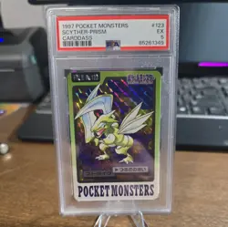 ⚡❄ 1997 Pokemon Pocket Monsters Carddass #123 Scyther Prism PSA 6 - Image 1