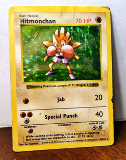 POKEMON HITMONCHAN 7/102 HOLO RARE BASE SET SHADOWLESS HP-DMG - Image 1