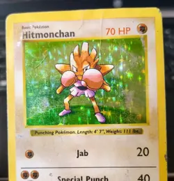 POKEMON HITMONCHAN 7/102 HOLO RARE BASE SET SHADOWLESS HP-DMG - Image 5
