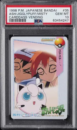 1998 POKEMON JPN BANDAI CARDDASS VENDING #35 ASH/JIGGLYPUFF/MISTY PSA 10 - Image 1