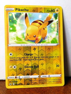 POKEMON PIKACHU 065/202 REVERSE HOLO SWORD & SHIELD LP-NM - Image 1