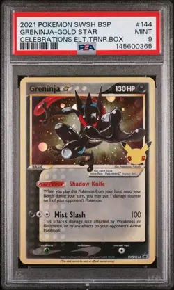 2021 POKEMON SWSH BLACK STAR PROMO #144 GRENINJA-GOLD STAR PSA 9 (Q365 - Image 1