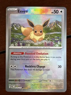 Pokemon Prismatic Evolutions Eevee Master Ball 074/131 Reverse Holo Rare - Image 1