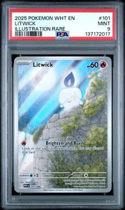 Pokemon TCG - Litwick 101/086 White Flare Holo Illustration Secret Rare - PSA 9 - Image 1