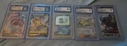 Pokemon CGC Graded Card Lot - Lapras VMAX, Pikachu V, Vaporeon, Hisui Arcanine … - Image 1