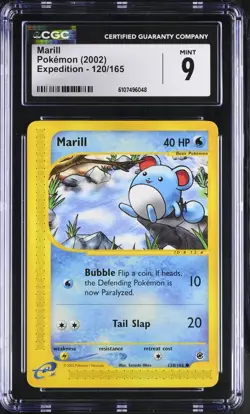 Pokemon English Marill 120/165 2002 Expedition Common CGC 9 not PSA - Image 1