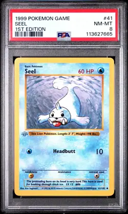 Pokemon Base Set 1st Edition Shadowless Grey Gray Stamp Seel 41/102 PSA 8 - Image 1