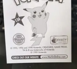 POKEMON 1999 MERLIN NINTENDO FLAREON #136 STICKER NM NEAR MINT - Image 4