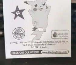 POKEMON 1999 MERLIN NINTENDO HAUNTER #93 STICKER LP - Image 4