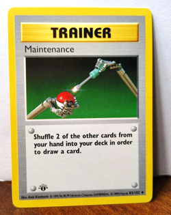 POKEMON MAINTENANCE 83/102 1ST EDITION SHADOWLESS BASE SET HP-DMG - Image 1