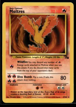 1999 Pokemon Fossil 27 Moltres LP - Image 1
