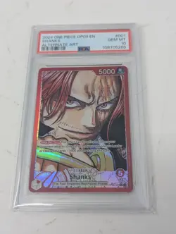 2024 ONE PIECE OP09 English SHANKS ALTERNATE ART Leader #001 PSA 10 - Image 1