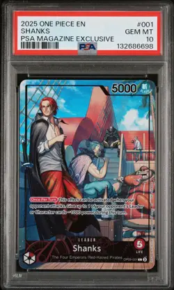 2025 ONE PIECE PROMOS PSA MAGAZINE EXCLUSIVE #001 SHANKS PSA 10 - Image 1