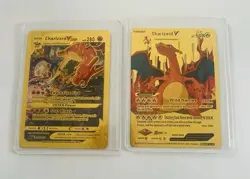 Lot x Pokemon Gold Foil Charizard VStar and Charizard V Card - Image 1