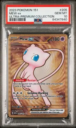 PSA 10 GEM MINT Pokemon Mew EX *METAL Card 205 SV Scarlet & Violet 151 UPC promo - Image 1