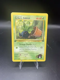 (LP) Erika's Oddish 1st ed Gym Challenge Pokemon Card TCG - Image 1