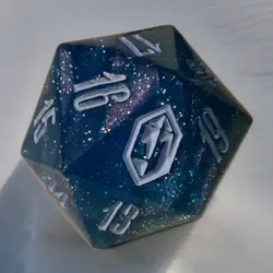 MTG Final Fantasy: "Crystal Emblem" Shinra Blue D20 Die Dice from Gift Bundle - Image 1