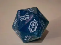 MTG Final Fantasy: "Crystal Emblem" Shinra Blue D20 Die Dice from Gift Bundle - Image 2