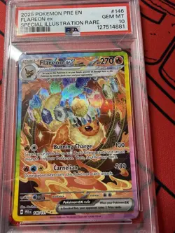 2025 POKEMON PRE EN-PRISMATIC EVOLUTIONS #146 FLAREON ex SIR GEM MT PSA 10 - Image 1