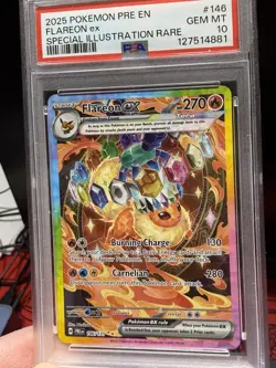 2025 POKEMON PRE EN-PRISMATIC EVOLUTIONS #146 FLAREON ex SIR GEM MT PSA 10 - Image 3