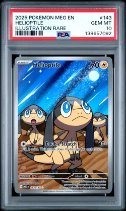 PSA 10 Gem Mint Helioptile 143/132 Illustration Rare Mega Evolution 2025 Pokemon - Image 1