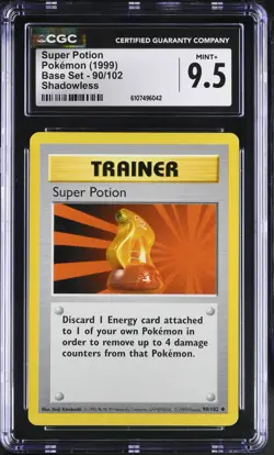 Pokemon English Super Potion 90/102 1999 Base Set (Shadowless) CGC 9.5 not PSA - Image 1