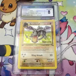 Pokemon Aerodactyl 1/62 Fossil 1st Edition Prerelease Holo CGC 8 Promo - Image 1