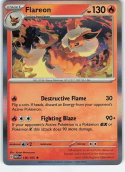 Flareon 136/165 Rare Holo SV: Scarlet & Violet 151 NM Pokemon - Image 1