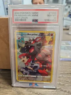 2022 Pokemon SWSH Full Art Hisuian Arcanine Lost Origin TG08 PSA Gem Mint 10 - Image 2