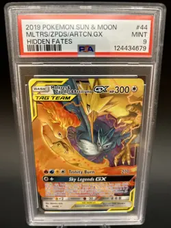 2019 Pokemon Sun And Moon 44 Moltres/Zapdos/Articuno Gx Hidden Fates PSA 9 - Image 1