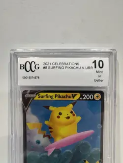Pokemon Surfing Pikachu Celebrations Holo Beckett Graded Gem 10 Mint BCCG - Image 3