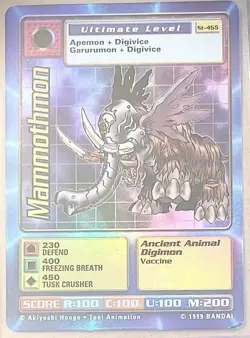 Vintage Digimon CCG Battle Series 1 Holofoil Card Mammothmon ST-46S - Image 1