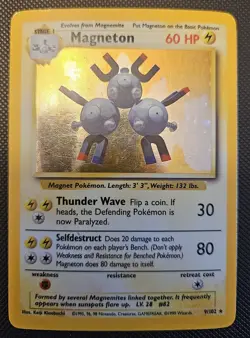 Magneton 60 HP Holo Rare Pokemon TCG Base Set 9/102 1999 Wizards Card - Image 1