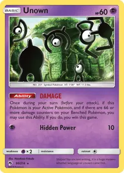 Unown 90/214 Rare SM - Lost Thunder Pokemon Card - Image 1