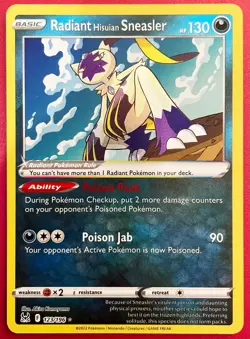 Pokemon TCG Radiant Hisuian Sneasler 123/196 Lost Origin Ultra Rare Holo Card NM - Image 1
