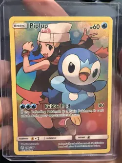 Pokemon TCG Piplup Holo Card 239/236 Secret Sm: Cosmic Eclipse - Image 1
