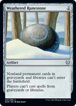 1 x Weathered Runestone - Foil - Kaldheim - Light Play - MTG - Image 1