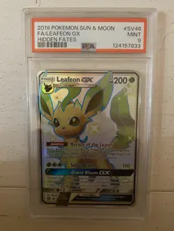 PSA 9 MINT Leafeon GX Full Art Hidden Fates:Shiny Vault Holo Pokemon SV46/SV94 - Image 1