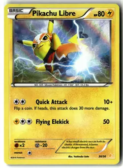 Pikachu Libre ⭐ 30/30 Holo XY Trainer Kit Pikachu Libre & Suicune Pokemon NM/LP - Image 1