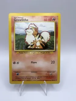Pokemon TCG Growlithe Base Set 28/102 1999-2000 UK 4th Print Wizards NM - Image 1