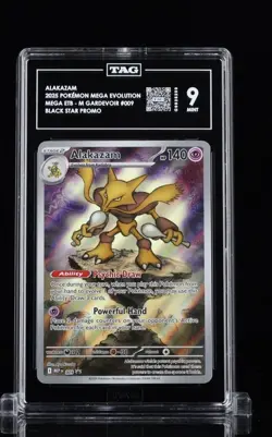 Alakazam - 2025 POKEMON Mega Evolution ETB BLACK STAR PROMO 009 Graded TAG 9 - Image 1
